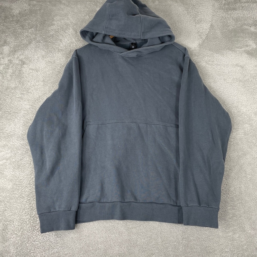 Lululemon Hoodie Mens Medium Blue Steady State Pullover Fleece Sweatshirt
